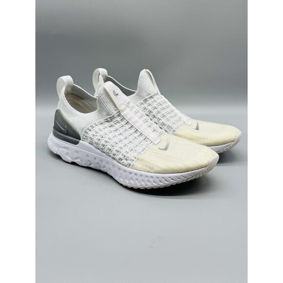 Nike Shoes Womens 9 White React Phantom Run Flyknit 2 Slip On Running Sneakers - Picture 2 of 13